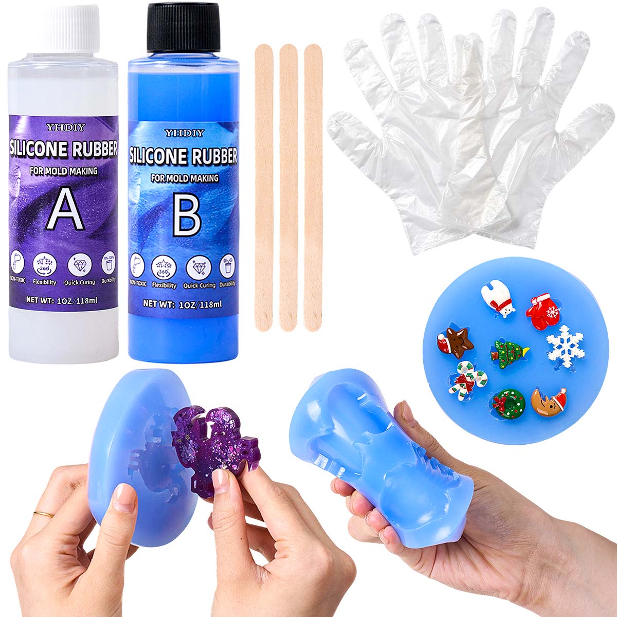 Soap Making Liquid - 118ml/296mlシリコンモールド作成キット DIYキャスティングレジンワックスソープ手作りクラフトモールド用 AB液状シリコンゴム付き