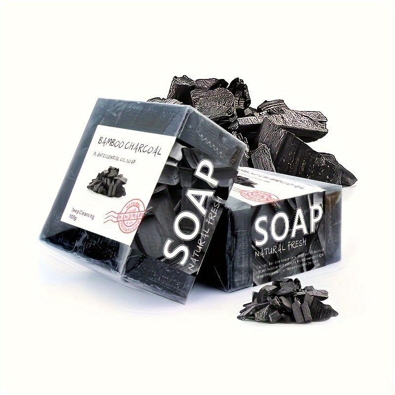 Essential Oil Soap - エッセンシャルオイル配合の保湿手作り竹炭石鹸 100g – 濃厚な泡、ディープクレンジング、保湿