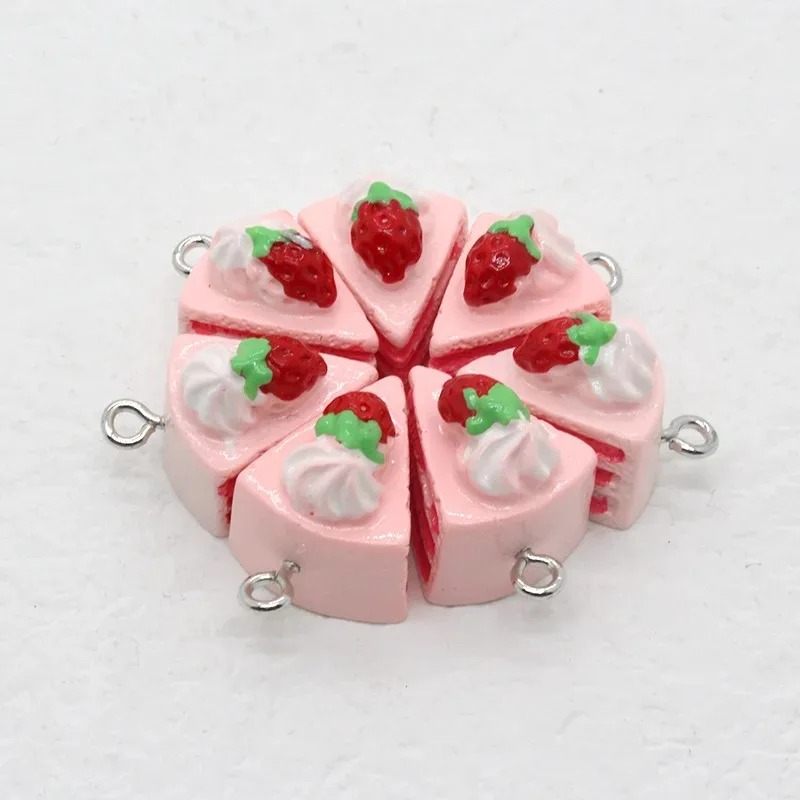 Soap Making Handmade - 10個/パック シミュレーション3Dストロベリーレイヤーケーキ レジンペンダント ラブリーデザートチャーム 手作り用品