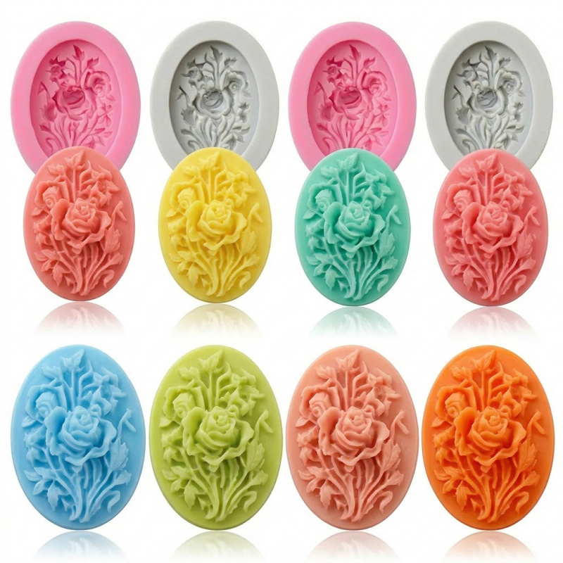 Soap Making Handmade - 花の形をしたシリコンモールド4個、簡単に型抜きでき、再利用可能なシリコンモールド、夏の手作り石鹸作りに最適、また、その他の用途にも適しています。