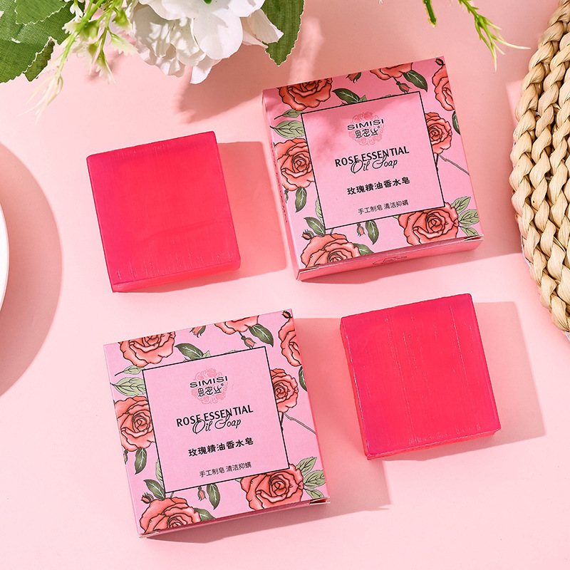 ローズエッセンシャルオイル石鹸、洗顔、入浴、ハンドソープ、香 - Essential Oil Soap のレビューと価格