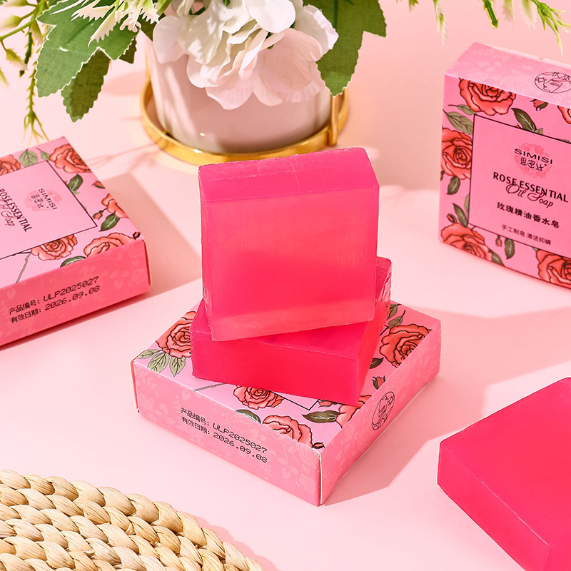 ローズエッセンシャルオイル石鹸、洗顔、入浴、ハンドソープ、香 - Essential Oil Soap のレビューと価格