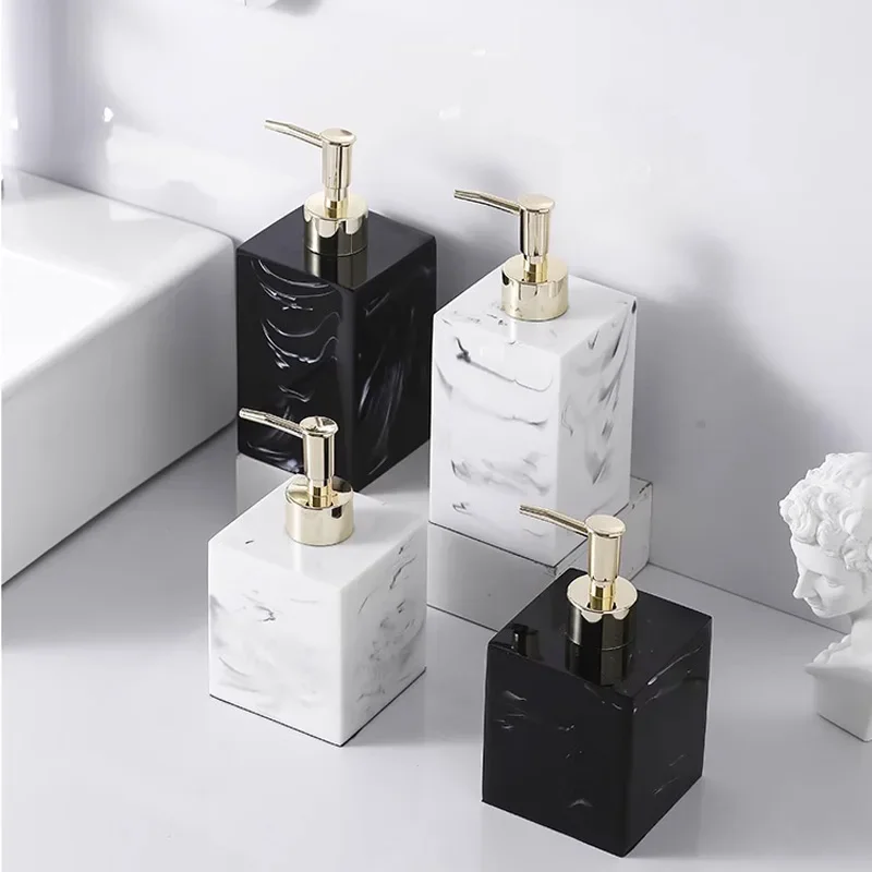 ホテルハンドサニタイザーボトル大理石の正方形樹脂ソープディス - Soap Making Pot のレビューと価格