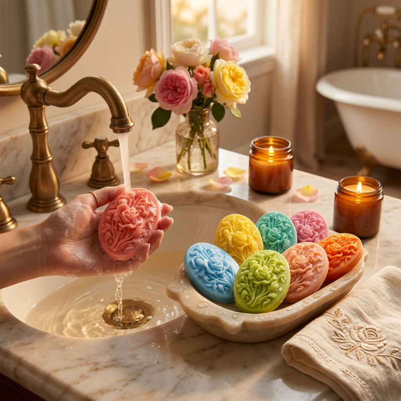 花の形をしたシリコンモールド4個、簡単に型抜きでき、再利用可 - Soap Making Handmade のレビューと価格