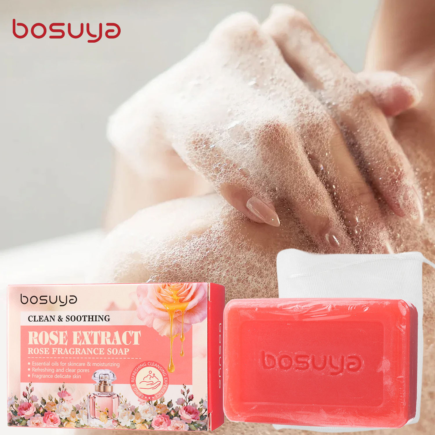 ローズソープ、ボディ＆背中洗浄石鹸、オイルコントロール、ニキ - Essential Oil Soap のレビューと価格